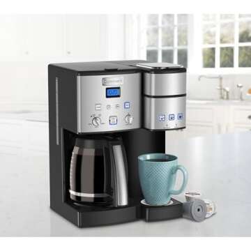 Cuisinart Single Serve + 12 Cup Coffee Maker, Offers 3-Sizes: 6-Ounces, 8-Ounces and 10-Ounces, Stai...