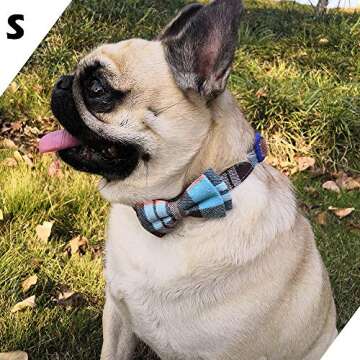 Bow Tie Dog Collar - Cute Plaid Sturdy Soft Material&Leather Dog Collars for Small Medium Large Dogs...