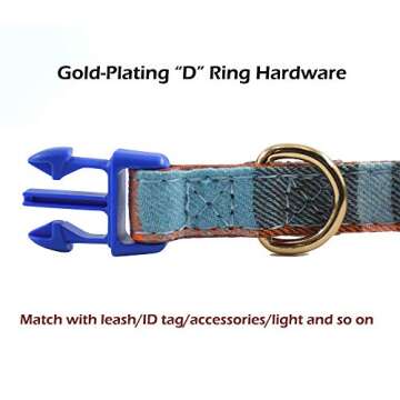 Bow Tie Dog Collar - Cute Plaid Sturdy Soft Material&Leather Dog Collars for Small Medium Large Dogs Breed Puppies Adjustable 18 Colors and 3 Sizes (M 13"-18", Light Blue&Brown Plaid)