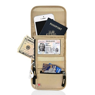Secure RFID Travel Neck Pouch for Passport & Cards Protection