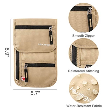 Secure RFID Travel Neck Pouch for Passport & Cards Protection