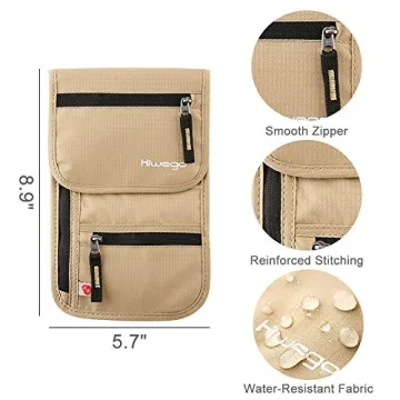 Secure RFID Travel Neck Pouch for Passport & Cards Protection