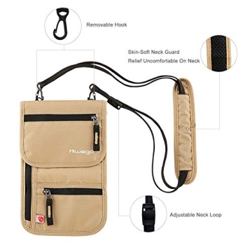 Secure RFID Travel Neck Pouch for Passport & Cards Protection