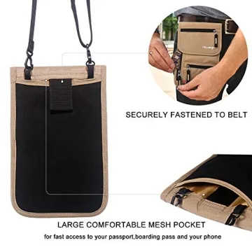 Secure RFID Travel Neck Pouch for Passport & Cards Protection