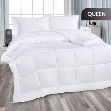 Utopia Bedding All Season Down Alternative Quilted Queen Comforter, Duvet Insert with Corner Tabs, M...