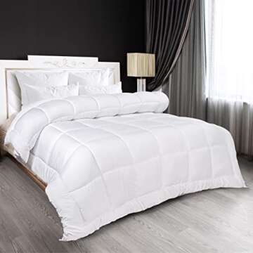 Utopia Bedding All Season Down Alternative Quilted Queen Comforter, Duvet Insert with Corner Tabs, Machine Washable, Bed Comforter (White)