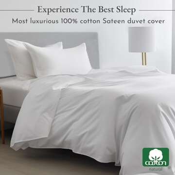 California Design Den Full/Queen Size Duvet Cover Only, Premium 400 Thread Count 100% Cotton Duvet Cover, Soft Sateen Weave Comforter Cover, Button Closure and Corner Ties (1 Piece, White)