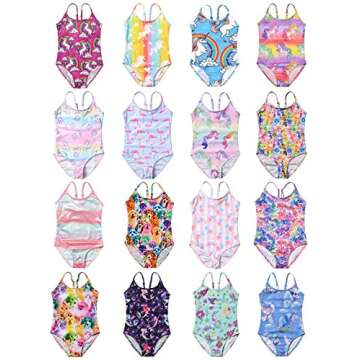 Swimsuits for Little Girls 6t Rainbow Flamingo Bathing Suits Kids Beach Outfit