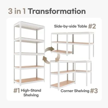 HOMEDANT House 5-Tier Laminated Boltless Metal Shelving Unit Adjustable Storage Utility Rack Heavy Duty Shelves Organization Multipurpose Shelf Kitchen Garage Pantry Closet 1Pack