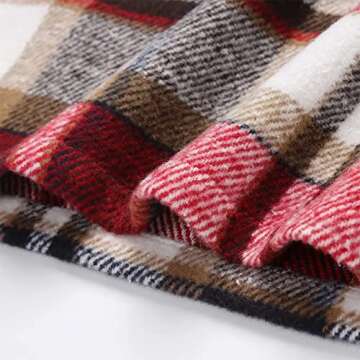 Womens Wool Plaid Mini Skirt Fall Winter High Waisted Bodycon Pencil Skirt (Wine Red, XL)