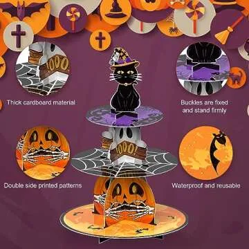 Cinrobiye Halloween 3 Tier Cupcake Stand for Parties