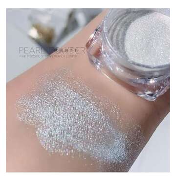 Premium Pearl Powder 2 Boxes, White Chrome Nail Powder Ice Transparent Aurora Dust Nail Powder Neon Rainbow Chameleon Powder Chrome Iridescent Pigment Pearlescent High Gloss Nail Art Glitters