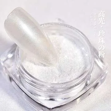 Premium Pearl Powder 2 Boxes, White Chrome Nail Powder Ice Transparent Aurora Dust Nail Powder Neon Rainbow Chameleon Powder Chrome Iridescent Pigment Pearlescent High Gloss Nail Art Glitters
