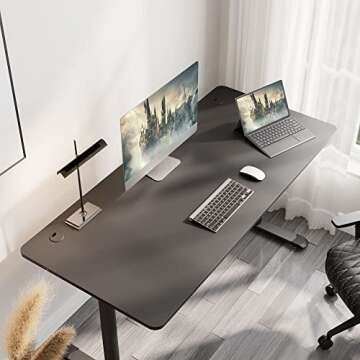 EUREKA ERGONOMIC Gaming Desk, 60 Inch Large Home Office Computer Table PC Gamer Students Study Writing Working Sturdy Modern Workstation for 3 Monitors with Free Mouse Pad, Easy to Assemble, Black