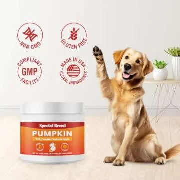 3-in-1 Pumpkin Powder for Dogs (16 oz) - with Organic Pumpkin, Pumpkin Seed, & Apple, All Natural Dog Digestive Support, Great Balance of Soluble and Insoluble Fiber for Dogs, 60 Scoops