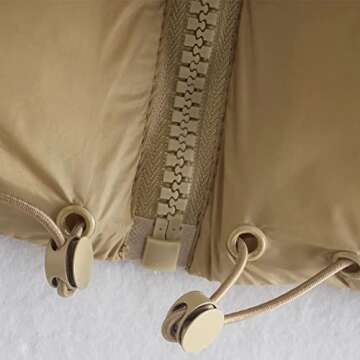 KEOMUD Women's Winter Crop Vest Lightweight Sleeveless Warm Outerwear Puffer Vest Padded Gilet Khaki Medium