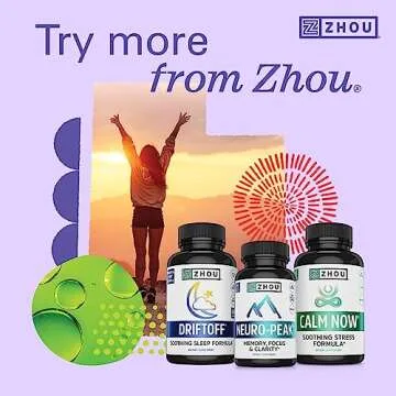 Zhou Nutrition Ashwagandha Capsules, Blend of Rhodiola, Holy Basil, Cordyceps, Reishi & Ashwagandha Supplement, 30 Servings, 60 Capsules