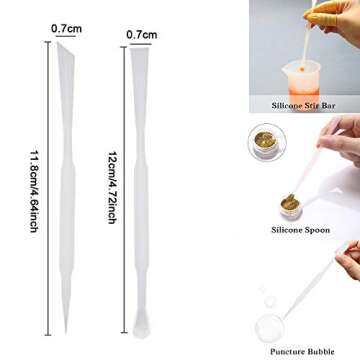 Large Silicone Measuring Cups and Tools Set Silicone Mixing Cups Stir Sticks Spoons Silicone Mat for Epoxy Resin Casting DIY Slime Art Making Waxing Kitchen