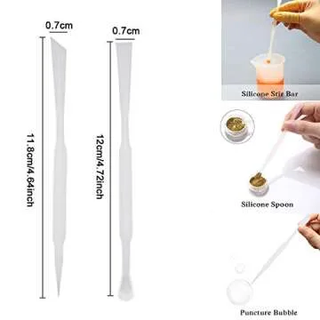 Large Silicone Measuring Cups and Tools Set Silicone Mixing Cups Stir Sticks Spoons Silicone Mat for Epoxy Resin Casting DIY Slime Art Making Waxing Kitchen