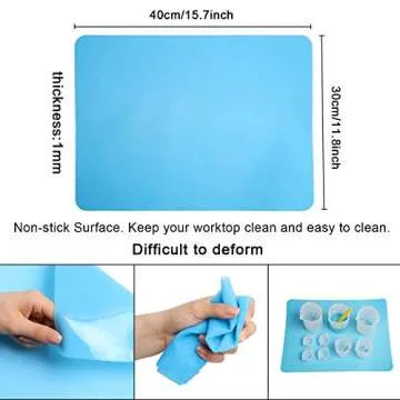 Large Silicone Measuring Cups and Tools Set Silicone Mixing Cups Stir Sticks Spoons Silicone Mat for Epoxy Resin Casting DIY Slime Art Making Waxing Kitchen