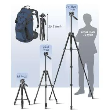 Lightweight CAMBOFOTO 62" Tripod for Cameras & Smartphones