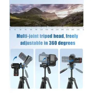 Lightweight CAMBOFOTO 62" Tripod for Cameras & Smartphones