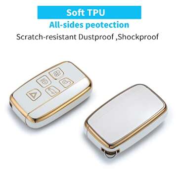 Savzokiw Compatible with Land Rover Key Fob Cover with Fashion Diamond Keychain for Evoque Velar Spo...