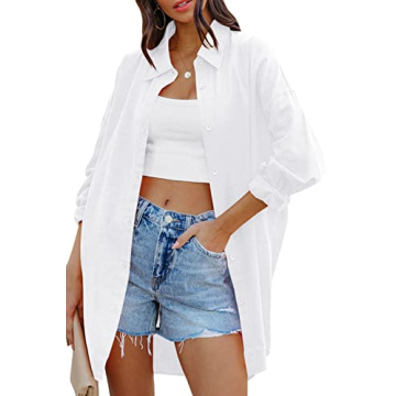 Stylish Oversized Women's Blouse with Pockets