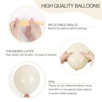 RUBFAC 129pcs Ivory white Balloons Different Sizes 18 12 10 5 Inch Latex Balloon Garland Arch for Party Decoration Birthday Gender Reveal Wedding Anniversary Baby Shower Party Supplies