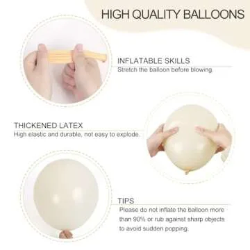 RUBFAC 129pcs Ivory white Balloons Different Sizes 18 12 10 5 Inch Latex Balloon Garland Arch for Party Decoration Birthday Gender Reveal Wedding Anniversary Baby Shower Party Supplies