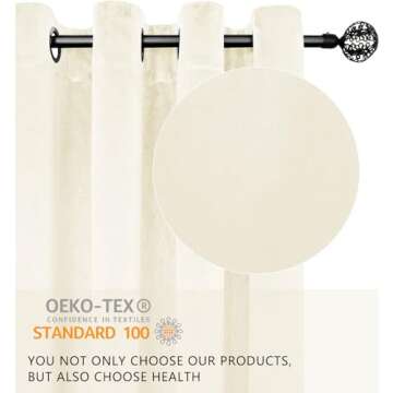 SMILETIME Ivory White Velvet Curtains - Elegant Thermal Insulated Panels 52x84