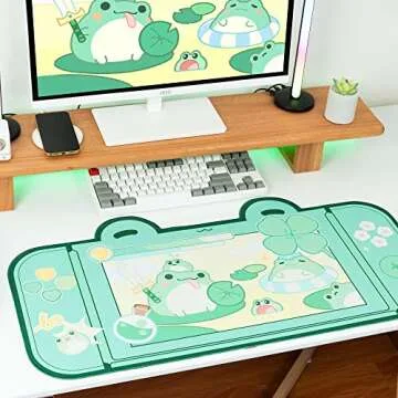 Cute Frog Mouse Pad Large Gaming Mouse Pad, Waterproof Easy Clean,Non-Slip Base Long Office Desk Mat,Durable Large Extended Keyboard Mouse Pad with Stitched Edges for Office Gaming