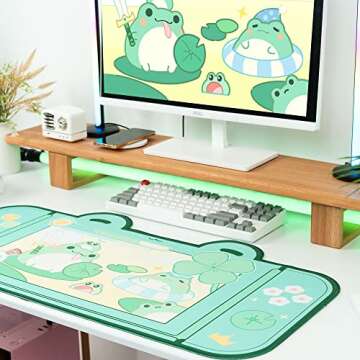 Cute Frog Mouse Pad Large Gaming Mouse Pad, Waterproof Easy Clean,Non-Slip Base Long Office Desk Mat,Durable Large Extended Keyboard Mouse Pad with Stitched Edges for Office Gaming
