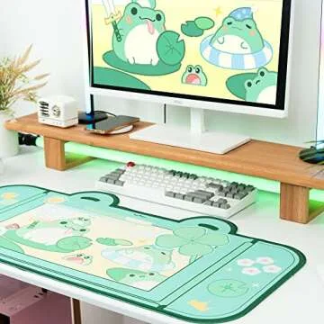 Cute Frog Mouse Pad Large Gaming Mouse Pad, Waterproof Easy Clean,Non-Slip Base Long Office Desk Mat,Durable Large Extended Keyboard Mouse Pad with Stitched Edges for Office Gaming
