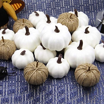 winemana 18 Pcs Artificial Pumpkins Set for Thanksgiving Decor