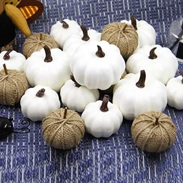 winemana 18 Pcs Artificial Pumpkins Set for Thanksgiving Decor