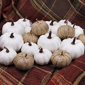 winemana 18 Pcs Artificial Pumpkins Set for Thanksgiving Decor