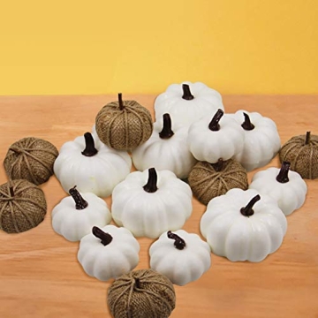 winemana 18 Pcs Artificial Pumpkins Set for Thanksgiving Decor