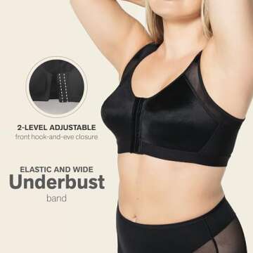 Leonisa Women's Posture Corrector Wireless Back Support Bra, Black, 38B