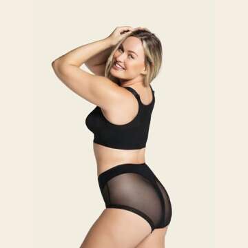 Leonisa Women's Posture Corrector Wireless Back Support Bra, Black, 38B