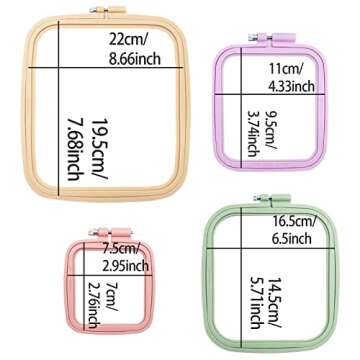 LAMXD 4 Pieces Embroidery Hoop Rectangle Square Embroidery Frame Cross Stitch Hoop Sewing Tool for A...