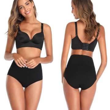 QOVOQ Women's High Waist Cotton Underwear Stretch Briefs Soft Comfy Ladies Panties MultiPack Black