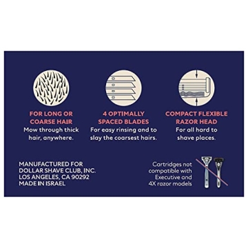 Dollar Shave Club Men's 4-Blade Razor Refill for Optimal Shaving Comfort