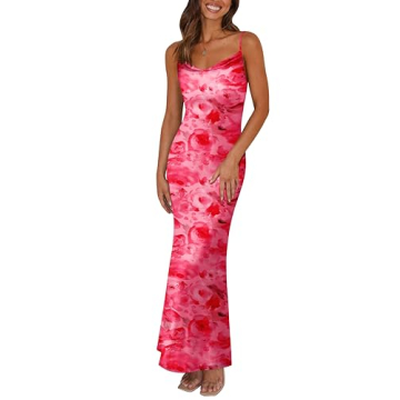 PRETTYGARDEN Floral Summer Wedding Guest Dresses for Women Adjustable Straps Sexy Dress Sleeveless M...