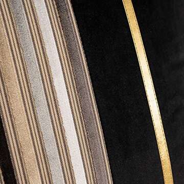 Yangest Black Striped Velvet Pillow Cover - 12x20 Inches