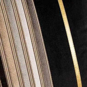Yangest Black Striped Velvet Pillow Cover - 12x20 Inches