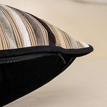 Yangest Black Striped Velvet Pillow Cover - 12x20 Inches