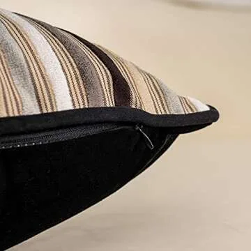 Yangest Black Striped Velvet Pillow Cover - 12x20 Inches