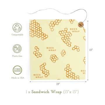 Bee's Wrap Reusable Beeswax Food Wraps Made in the USA, Eco Friendly Beeswax Wraps for Food, Sustain...