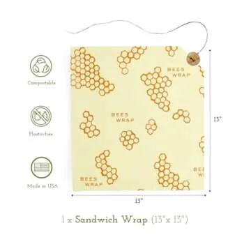 Bee's Wrap Reusable Beeswax Food Wraps Made in the USA, Eco Friendly Beeswax Wraps for Food, Sustain...